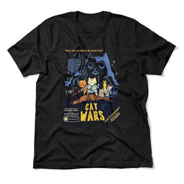 Cat Wars - May The Cat Mint Be With You Men/Unisex T-Shirt in Heather Black color